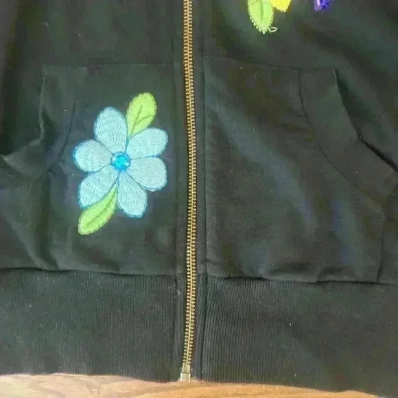 Embroidered Birds Floral Artisanal  Zip Up Hoodie size Medium - Picture 10 of 14